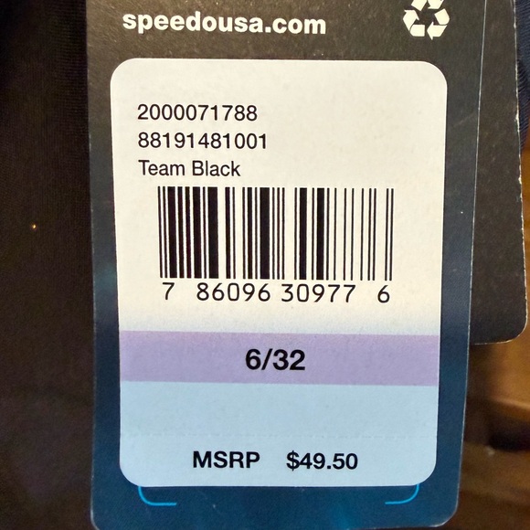 Speedo Team' Black One-Piece Swimsuit 6/32 NWT - Picture 3 of 5